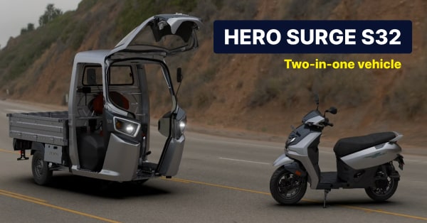 Hero electric scooter जो एक बटन से बदल सकता है 3 व्हीलर से 2 व्हीलर Hero Surge S32_cover image